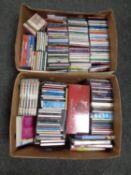 Two boxes of a quantity of CD's and DVD's,