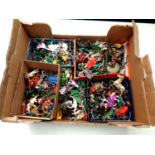 A box of a large quantity of mid 20th century plastic soldiers to include Britains Swap It,