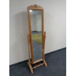 A stripped pine barley twist cheval mirror