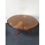 A burr walnut veneered shaped coffee table