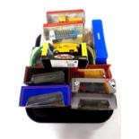 A tray containing 11 boxed die cast vehicles to include exclusive first editions, Corgi buses,