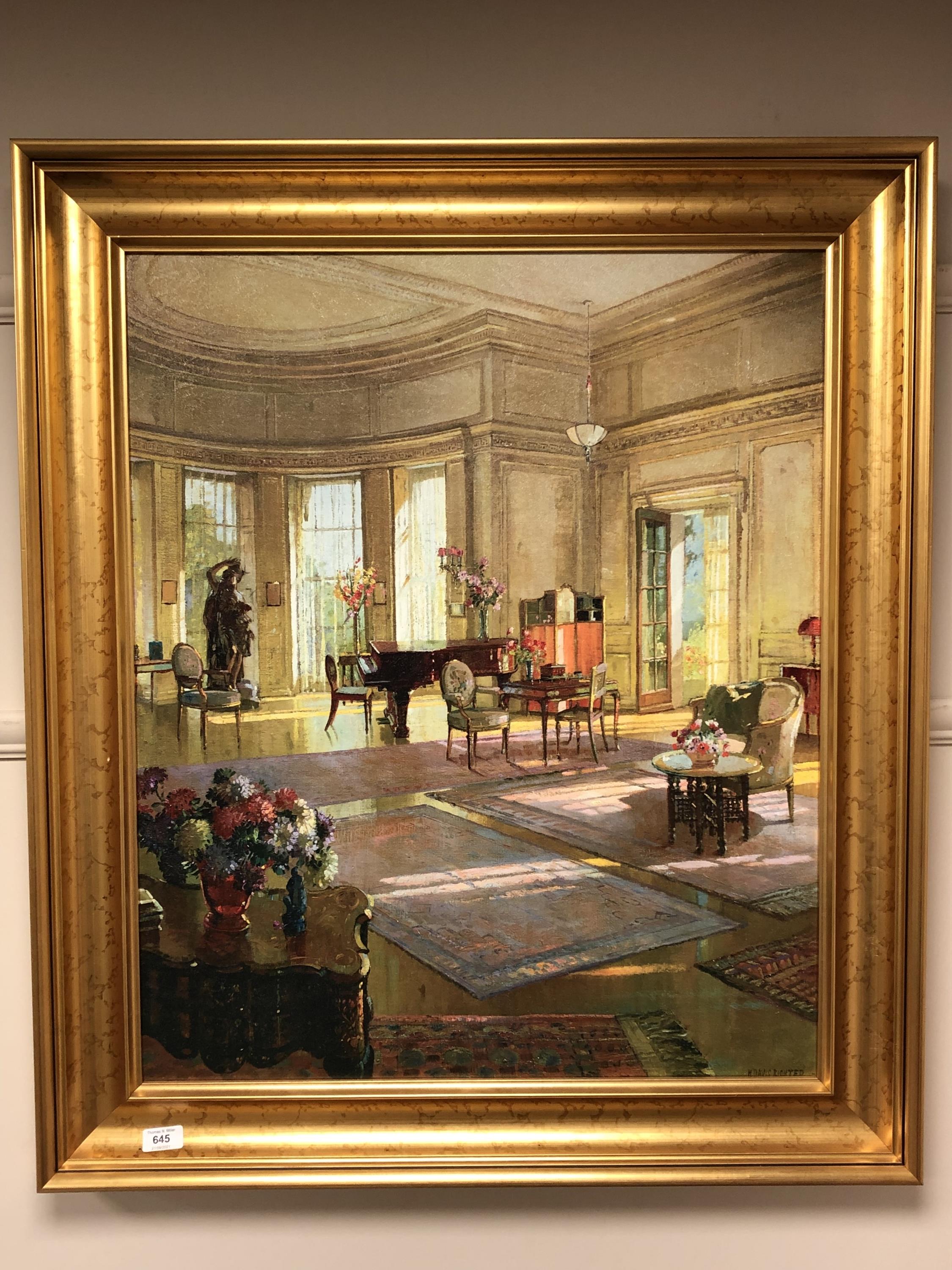 After Davis Rickter : The Drawing Room, colour print, 64 x 77 cm,