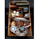 Two boxes of miscellaneous ceramics and glass ware,