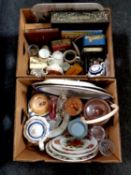 Two boxes of miscellaneous ceramics and glass ware,