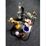 A tray containing Coalport miniature figure, Joanne, a Diana Vreeland figure Elegance De Paris,