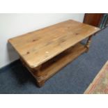 A two tier pine coffee table