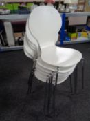 A set of six Julian Bowen kitchen stacking chairs on metal legs (white)