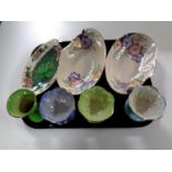 A tray containing seven pieces of Maling lustre china to include grapefruit dishes,