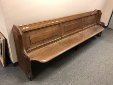 A 19th century oak church pew,