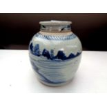 A 20th century Chinese blue and white glazed ginger jar,