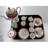 A tray containing a fifteen piece Wedgwood Augustus coffee service (as found)