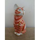 A Royal Crown Derby seated cat paperweight with gold stopper