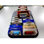 A tray containing approximately 25 die cast vehicles to include Models of yesteryear, Hamley's,