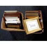 Two boxes of a quantity of framed and unframed prints