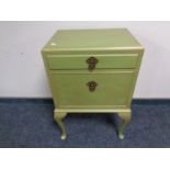 A painted Queen Anne style bedside cabinet fitted a drawer
