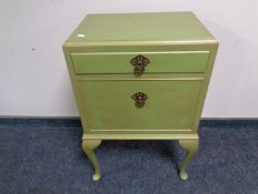 A painted Queen Anne style bedside cabinet fitted a drawer