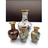 A pair of cloisonne vases, height 10cm,
