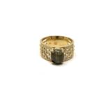 A 14ct gold chrysoberyl and diamond ring, size U. CONDITION REPORT: 7.