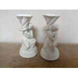 A pair of Parian figural vases, height 25.
