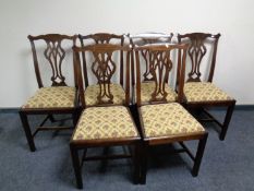 A set of seven Edwardian mahogany dining chairs comprising of one carver,