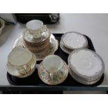 A tray of fourteen pieces of Royal Doulton York tea china together with a further seventeen pieces