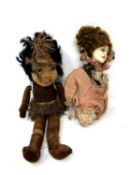 A Norah Wellings South Sea Island doll, together with another doll.