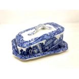 A Copeland Spode's Italian blue and white cheese dish and cover