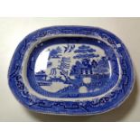 A 19th century Willow pattern meat plate