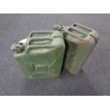 Two 20 litre jerry cans