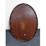 A Victorian pie crust edge inlaid mahogany serving tray