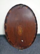 A Victorian pie crust edge inlaid mahogany serving tray