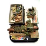 A tray of mid 20th century Action Man, assorted plastic soldiers and vehicles,