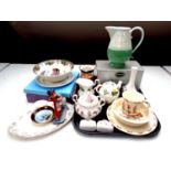 A quantity of assorted china to include Royal Doulton Bunnykins baby bowl, plate and cup,