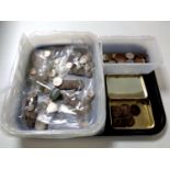 A tray of a collection of early to mid 20th century British coins
