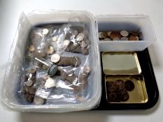 A tray of a collection of early to mid 20th century British coins