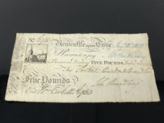 A rare 1802 Newcastle upon Tyne £5 note