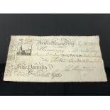 A rare 1802 Newcastle upon Tyne £5 note