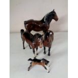 Three Beswick figures of horse, brown gloss,