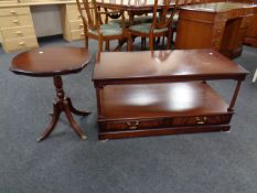 A Strong Bow Furniture inlaid mahogany two tier coffee table fitted two drawers together with