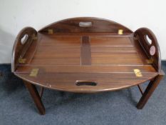 A mahogany butler's tray on stand