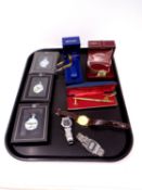 A tray containing assorted lady's and gent's wristwatches to include Rotary, Sekonda, Casio,