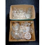 Two boxes containing a large quantity of assorted glassware