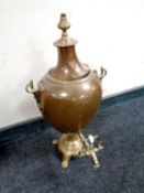 An antique copper samovar