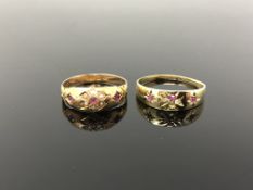 Two antique rings set in 15ct and 18ct gold