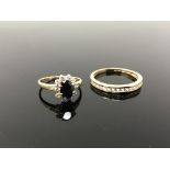 Two 14ct gold cluster and eternity rings