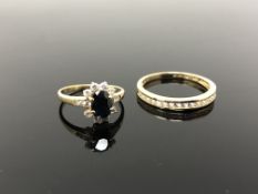 Two 14ct gold cluster and eternity rings