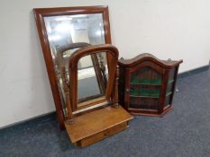 A 19th century mahogany dressing table mirror (missing glass) together with a further mahogany