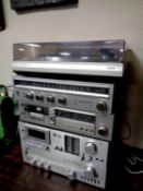 Five hifi separates to include Nikko stereo receiver NR-300, Nikko stereo cassette deck ND-390,