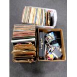 Three boxes containing vinyl LPs, 78s, CDs and cassette tapes to include Elvis Presley,