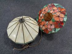 A pair of Tiffany style leaded glass light shades